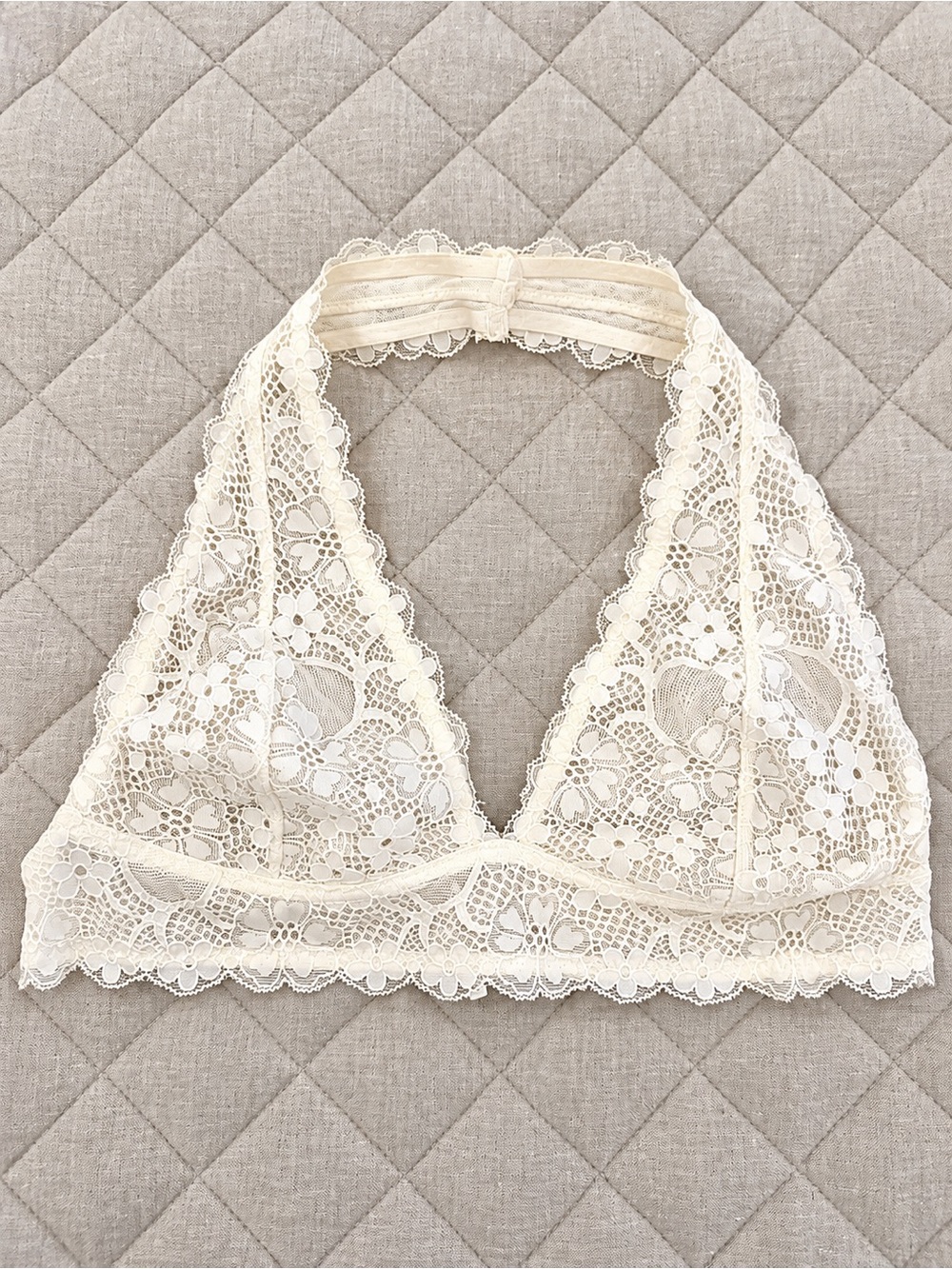 Free People Ivory Lace Halter Bralette